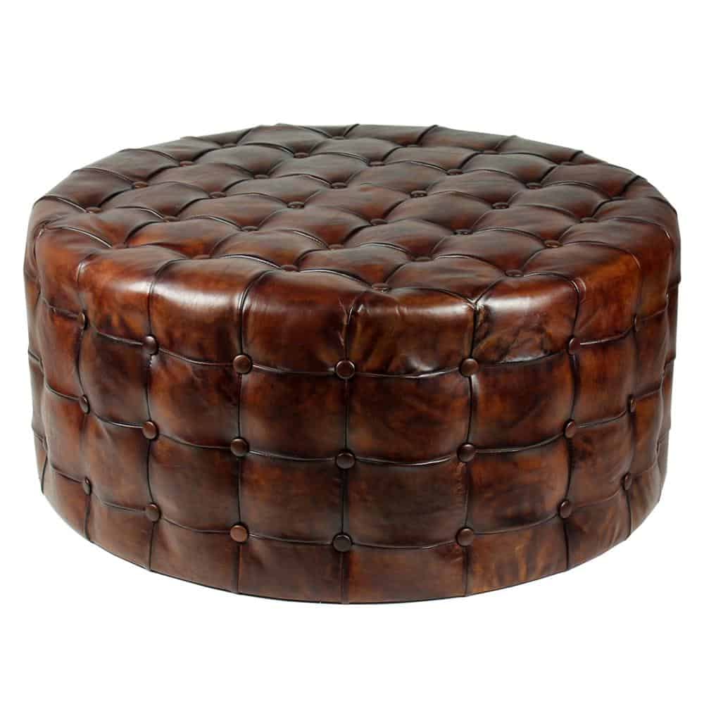 Leather on sale tufted ottoman