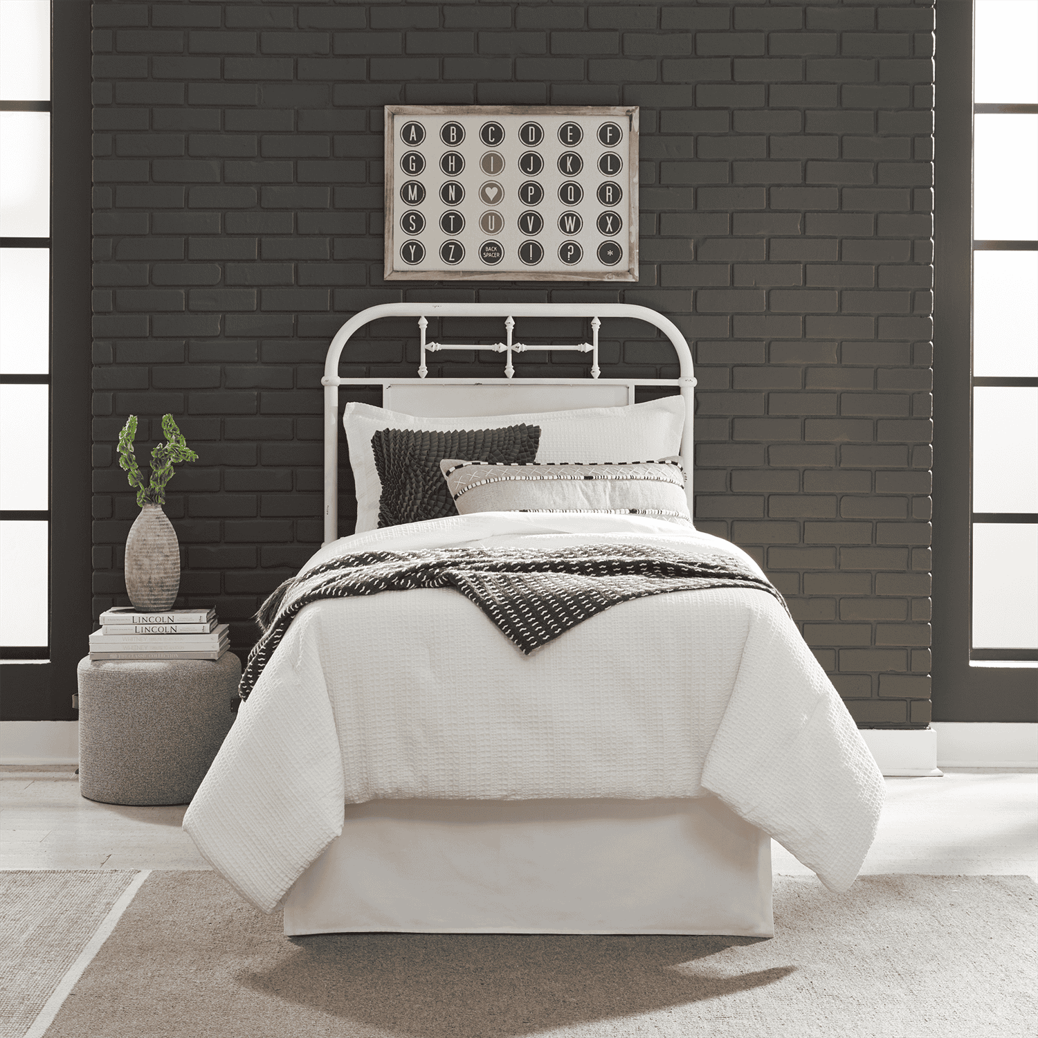179-BR11H-AW Vintage Series Twin Metal Headboard - Antique White 179-BR11H-AW Vintage Series Twin Metal Headboard - Antique White
