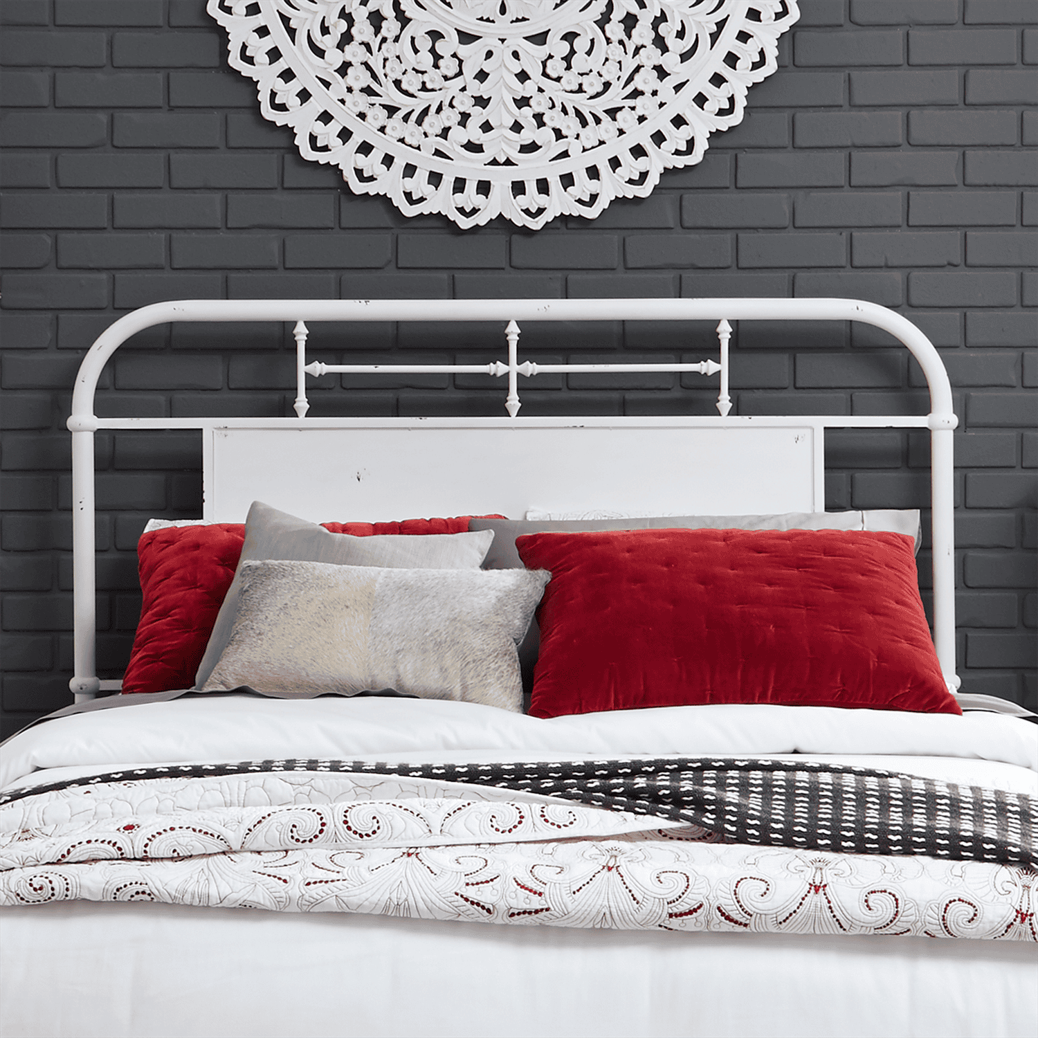 179-BR13H-AW Vintage Series Queen Metal Headboard - Antique White 179-BR13H-AW Vintage Series Queen Metal Headboard - Antique White