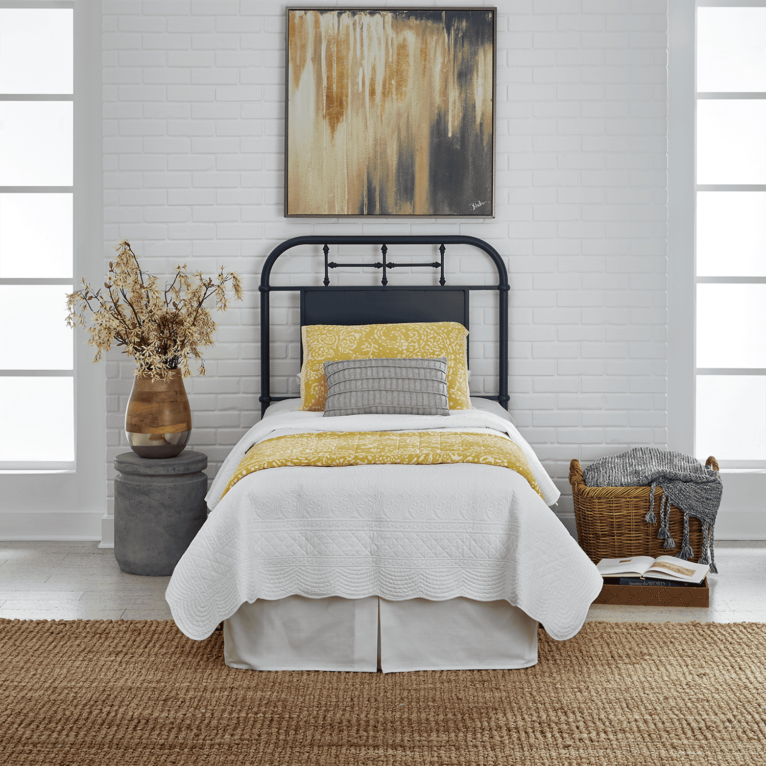 179-BR17H-N Vintage Series Full Metal Headboard - Navy 179-BR17H-N Vintage Series Full Metal Headboard - Navy