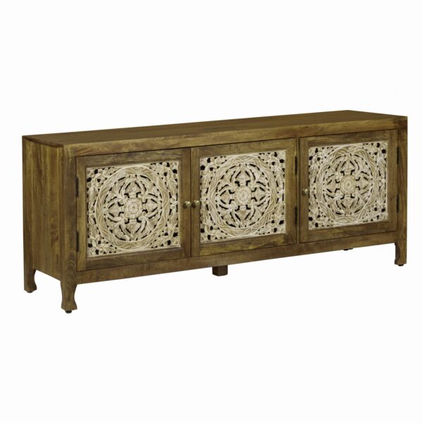2077-AC6526-BR Marisol 65 Inch 3 Door Accent TV Stand - Brown