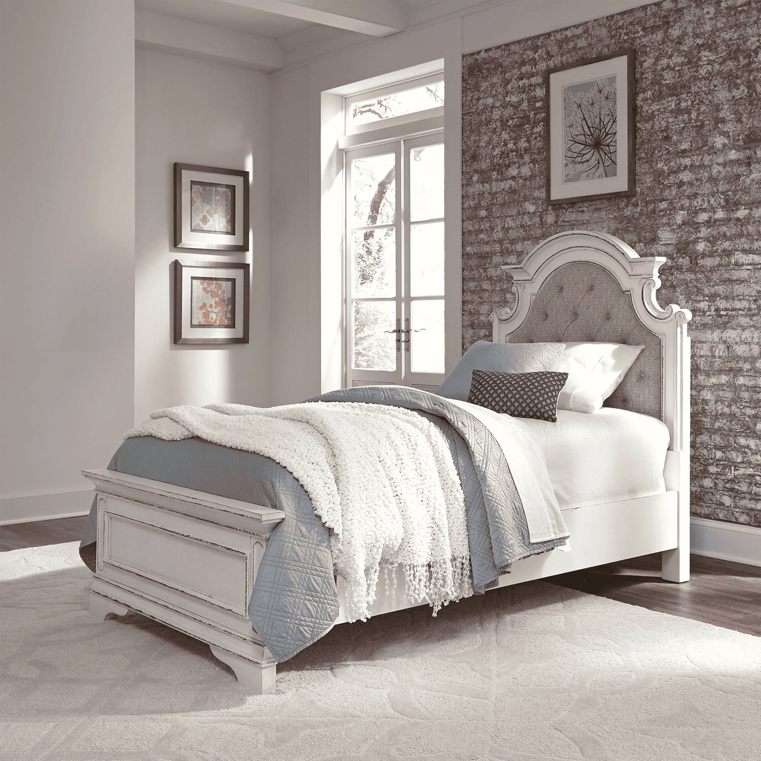 244-BR-TUB Magnolia Manor Twin Upholstered Bed 244-BR-TUB Magnolia Manor Twin Upholstered Bed