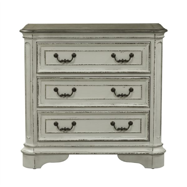 244-BR64 Magnolia Manor 3 Drawer Bedside Chest w/ Charging Station