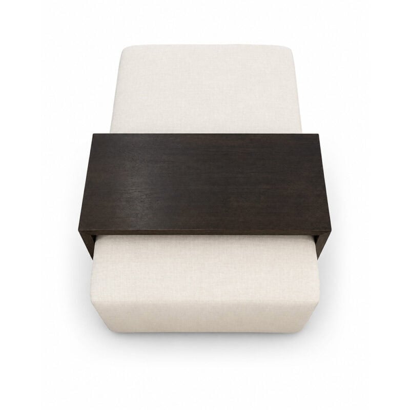 Spectra Home Strada Ottoman in Floris Linen (Performance Fabric) w/Brown Oak Spectra Home Strada Ottoman in Floris Linen (Performance Fabric) w/Brown Oak
