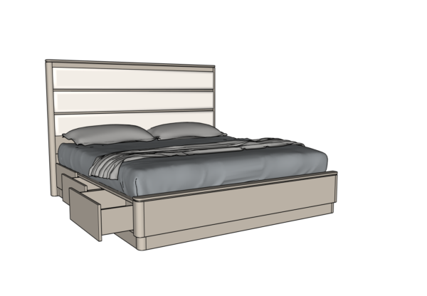 Country View Woodworking 170-132-238-088 Rochelle Ca.  King Horizontal Panel Upholstered Bed With Storage Rails