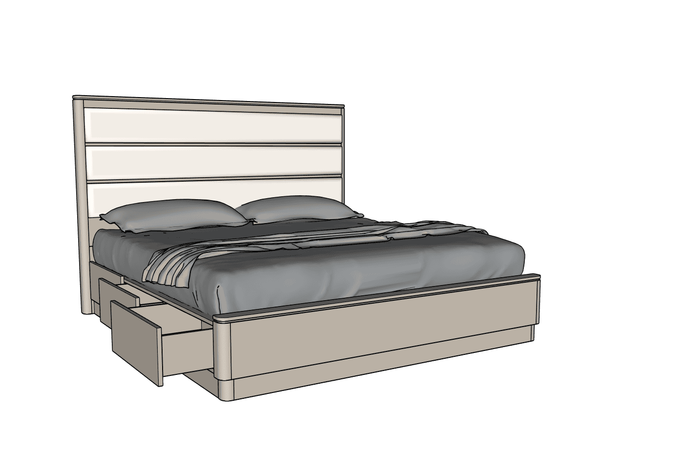 Country View Woodworking 170-120-226-086 Rochelle Queen Horizontal Panel Upholstered Bed With Storage Rails Country View Woodworking 170-120-226-086 Rochelle Queen Horizontal Panel Upholstered Bed With Storage Rails