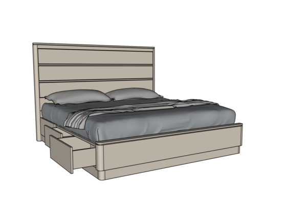 Country View Woodworking 170-232-238-088 Rochelle Ca.  King Horizontal Panel Wood Bed With Storage Rails