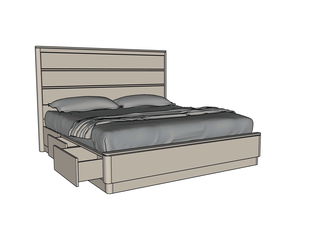 Country View Woodworking 170-220-226-086 Rochelle Queen Horizontal Panel Wood Bed With Storage Rails Country View Woodworking 170-220-226-086 Rochelle Queen Horizontal Panel Wood Bed With Storage Rails