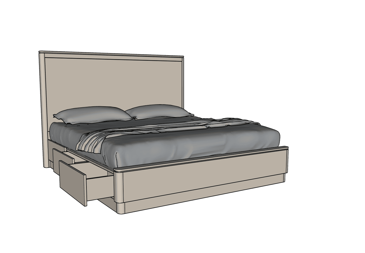 Country View Woodworking 170-332-238-088 Rochelle Ca. King Wood Panel Bed With Storage Rails Country View Woodworking 170-332-238-088 Rochelle Ca. King Wood Panel Bed With Storage Rails