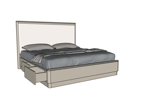 Country View Woodworking 170-432-238-088 Rochelle Ca. King Upholstered Panel Bed With Storage Rails