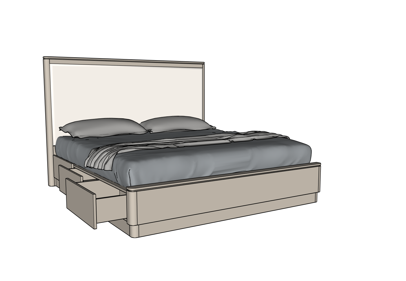 Country View Woodworking 170-432-238-088 Rochelle Ca. King Upholstered Panel Bed With Storage Rails Country View Woodworking 170-432-238-088 Rochelle Ca. King Upholstered Panel Bed With Storage Rails