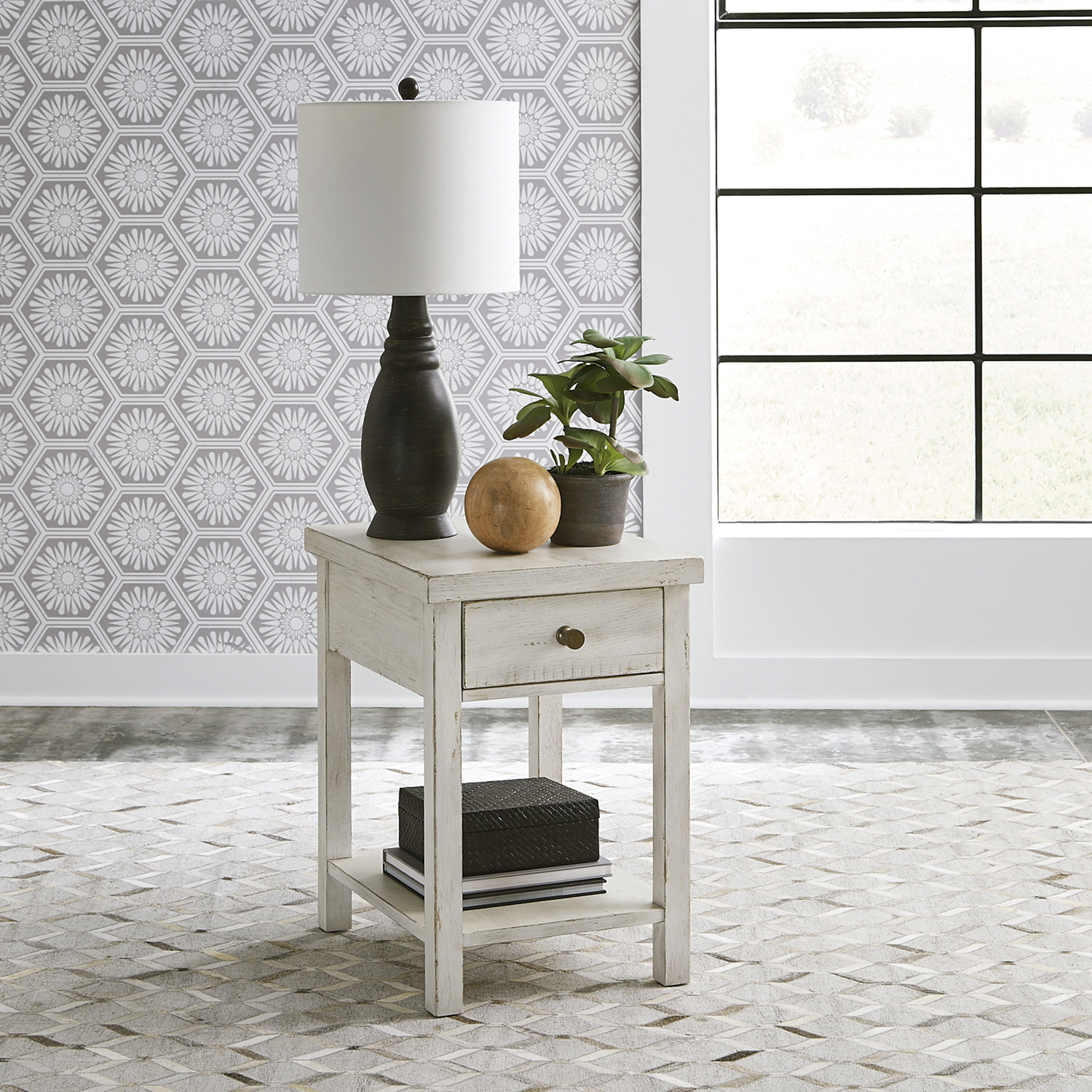 406W-OT1023 Modern Farmhouse Drawer Chair Side Table 406W-OT1023 Modern Farmhouse Drawer Chair Side Table