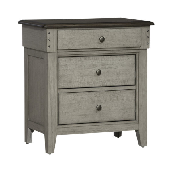 457-BR61 Ivy Hollow 3 Drawer Night Stand w/ Charging Station