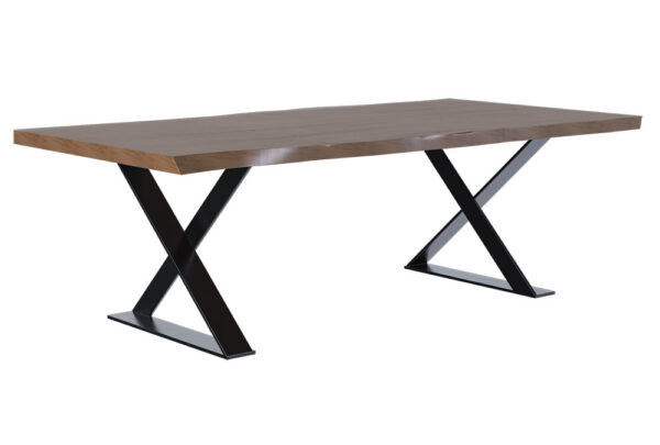 Country View Woodworking OU-LE4260-MB01BM Ouray 42''  X  60''   ( solid top )   Live Edge Brown Maple-Metal Base