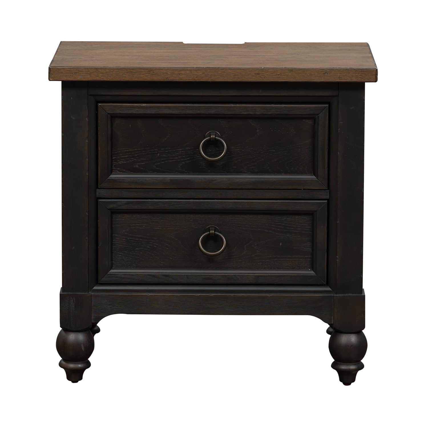 615-BR61-B Americana Farmhouse 2 Drawer Night Stand w/ Charging Station - Black 615-BR61-B Americana Farmhouse 2 Drawer Night Stand w/ Charging Station - Black
