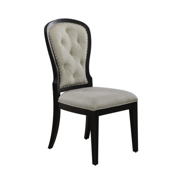 615-C0501S-B Americana Farmhouse Uph Tufted Back Side Chair - Black