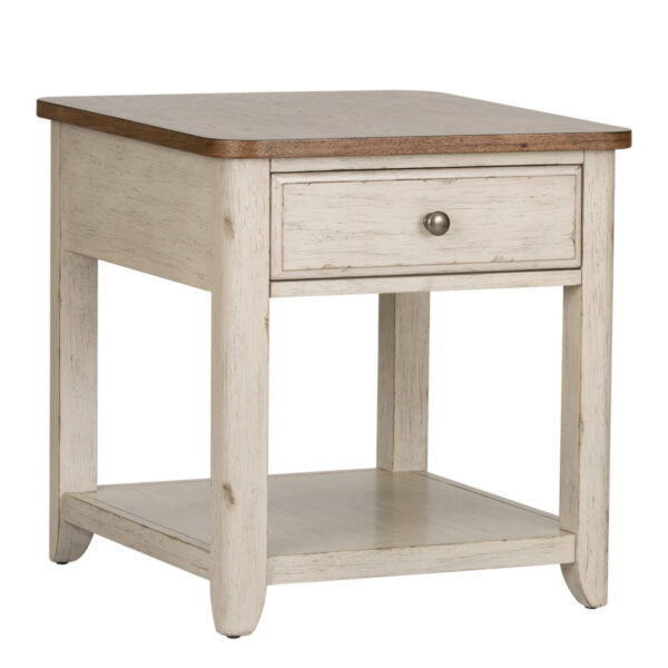 652-OT1020 Farmhouse Reimagined End Table with Basket