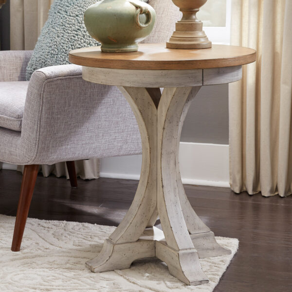 652-OT1021 Farmhouse Reimagined Round Chair Side Table