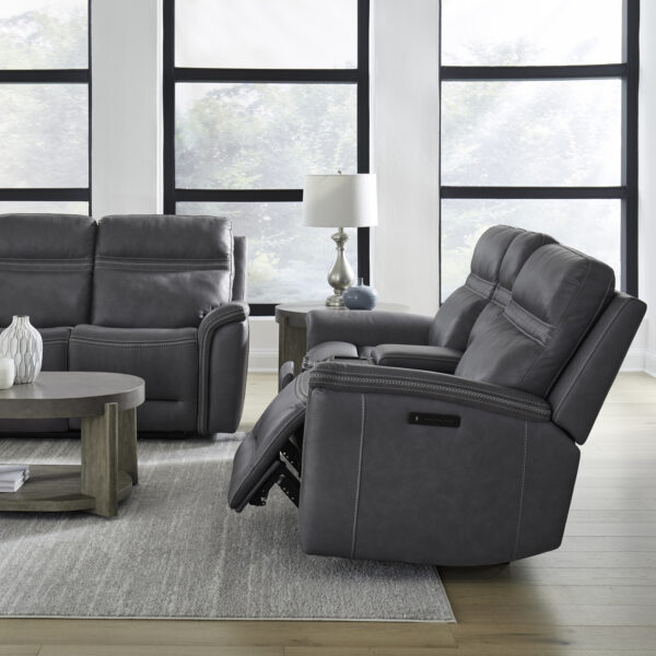 7007BG-23P Cooper Loveseat w/Console P3 & ZG - Blue Gray