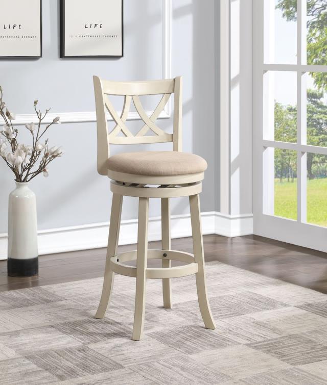 Avalon Furniture D01844 BS 29" Swivel Bar Stool - Antique White Avalon Furniture D01844 BS 29" Swivel Bar Stool - Antique White