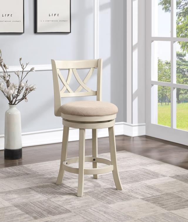 Avalon Furniture D01844 GC 24" Swivel Counter Stool - Antique White Avalon Furniture D01844 GC 24" Swivel Counter Stool - Antique White
