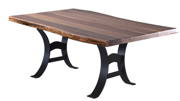Country View Woodworking EV-LE4260-MB04WM Evergreen 42''  X  60''   ( solid top )   Live Edge Wormy Maple Top-Metal Base