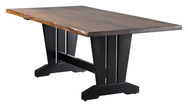 Country View Woodworking GE-LE4260-TR66SC Glenwood 42''  X  60''   ( solid top )   Live Edge Sap Cherry Top-Brown Maple Wood Base