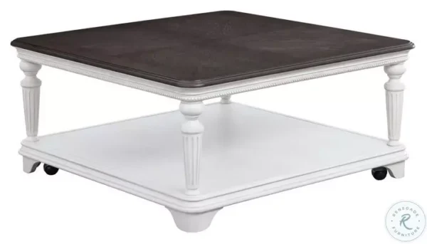 Avalon Furniture O00162-C22 West Chester Light Gray Oak and Distressed White Castered Cocktail Table