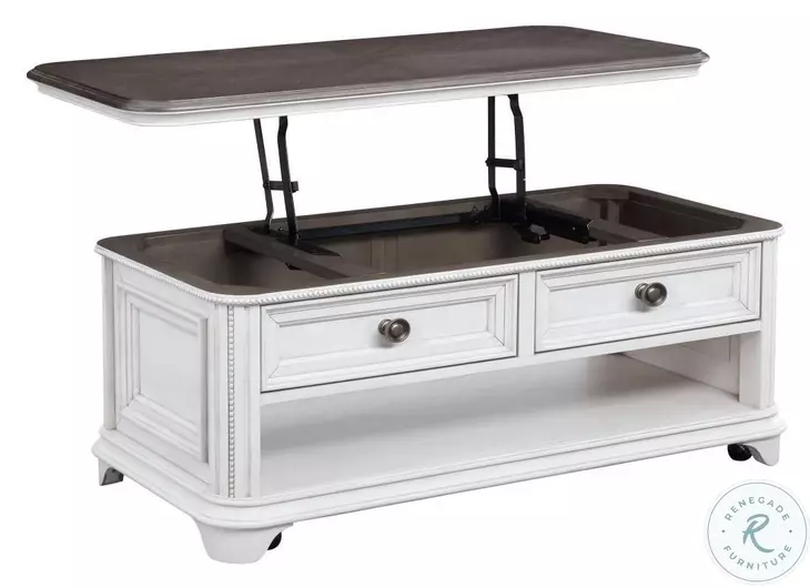 Avalon Furniture O00162-C44 West Chester Light Gray Oak and Distressed White Lift Lid Trunk Cocktail Table Avalon Furniture O00162-C44 West Chester Light Gray Oak and Distressed White Lift Lid Trunk Cocktail Table