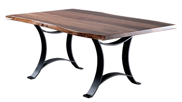 Country View Woodworking VA-LE4260-MB03WM Vail 42''  X  60''   ( solid top )   Live Edge Wormy Maple Top-Metal Base