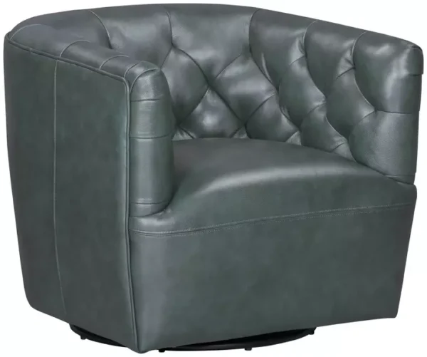 Leather Italia 4111-2604S-011055S  MIRA CHAIR - SWIVEL S FOREST GREEN