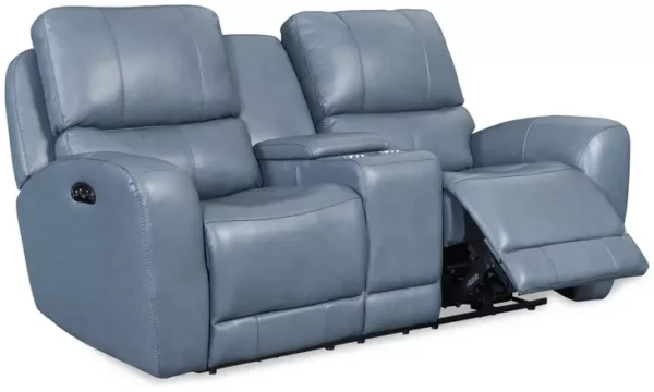 Leather Italia 4111-EH295C-026027LV  EH BEL AIR LOVESEAT - CONSOLE - P LV PERSIAN BLUE