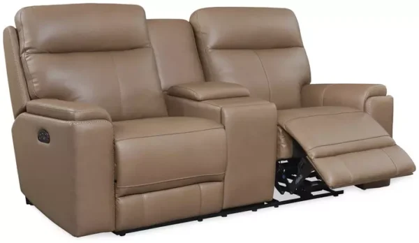 Leather Italia 4111-EH310C-023001LV  EH BRYANT LOVESEAT - CONSOLE - P LV TUSCAN TAN