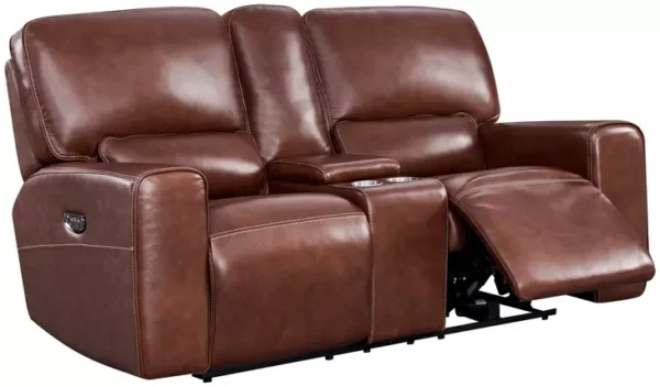 Leather Italia 9661-EH9049C-028540LV EH BROADWAY LOVESEAT - CONSOLE P LV BROWN Leather Italia 9661-EH9049C-028540LV EH BROADWAY LOVESEAT - CONSOLE P LV BROWN