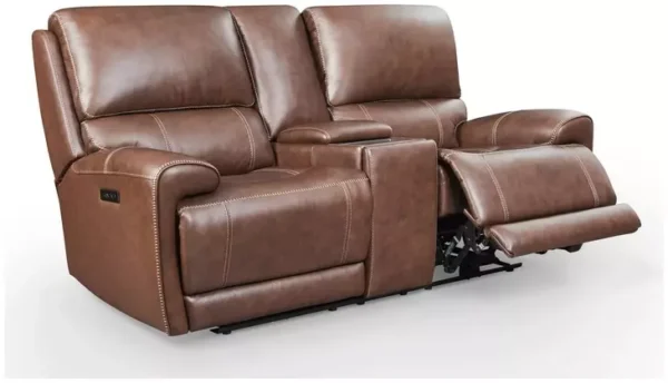Leather Italia 4111-EHZ2814C-027463LV  EHZ HIGHLAND LOVESEAT - CONSOLE - P - ZG BROWN COFFEE