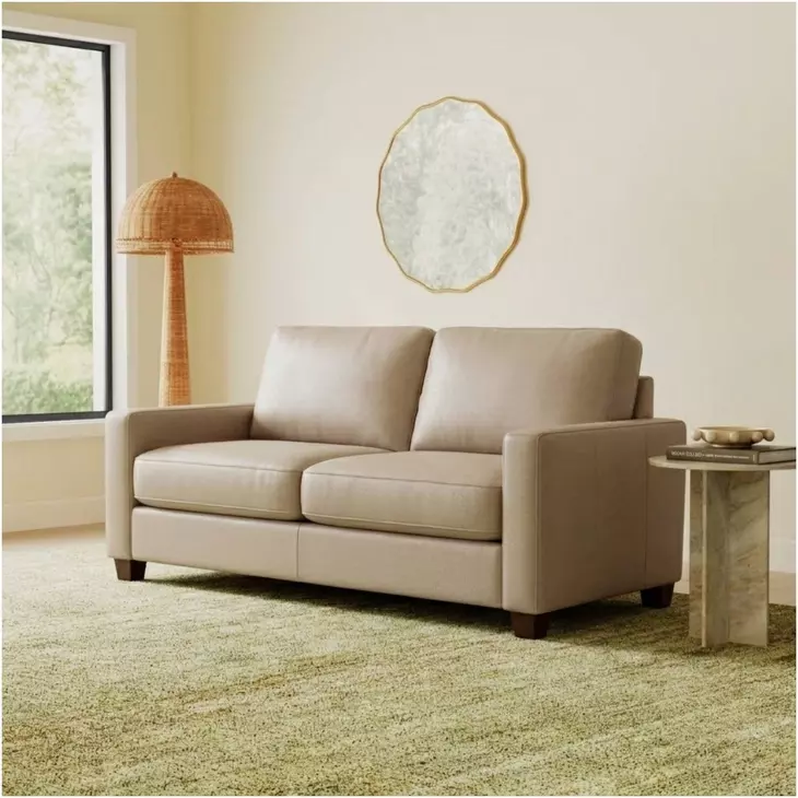 Leather Italia 1020-2724-02M12291A MILLBROOK LOVESEAT MA TAUPE PLAIN Leather Italia 1020-2724-02M12291A MILLBROOK LOVESEAT MA TAUPE PLAIN