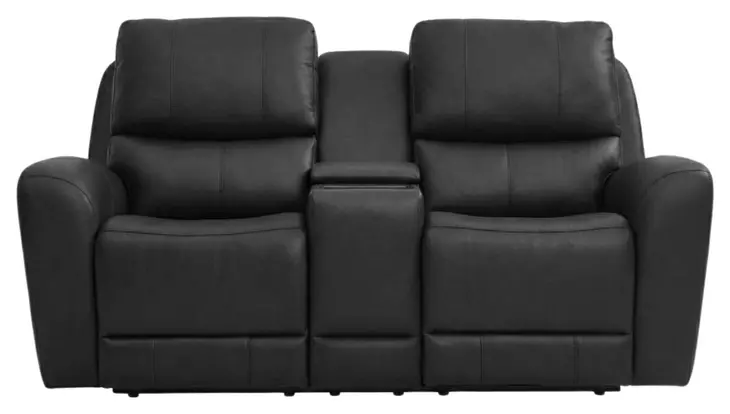 Leather Italia 4111-EHZ395C-028034LV EHZ BEL VISTA LOVESEAT - CONSOLE + P + ZG LV BLACK Leather Italia 4111-EHZ395C-028034LV EHZ BEL VISTA LOVESEAT - CONSOLE + P + ZG LV BLACK