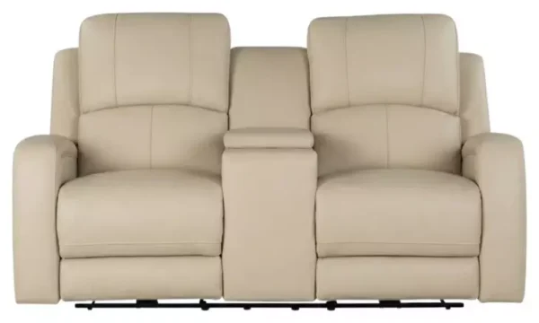 Leather Italia 4111-P31965C-02X7001LV ARIA LOVESEAT - CONSOLE + P + ZG W/ LUMBAR XLV TAUPE STONE