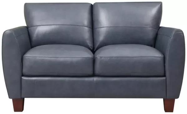 Leather Italia 9661-6529-02177147  TRAVERSE LOVESEAT OCEAN BLUE LEATHER