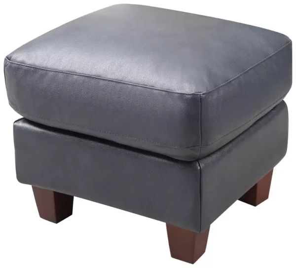 Leather Italia 9661-6529-00177147  TRAVERSE OTTOMAN OCEAN BLUE LEATHER