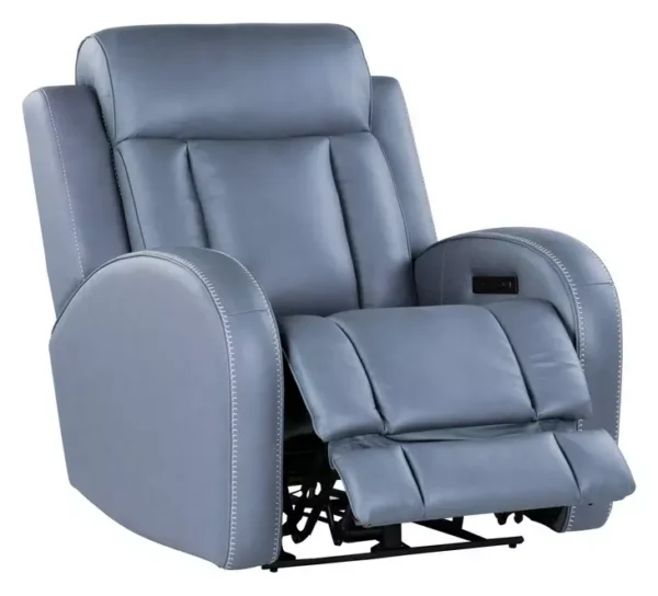 Leather Italia 4111-P3Z2515-01M5003LV PZ QUINN CHAIR - P W/ LUMBAR MLV BLUE GREY