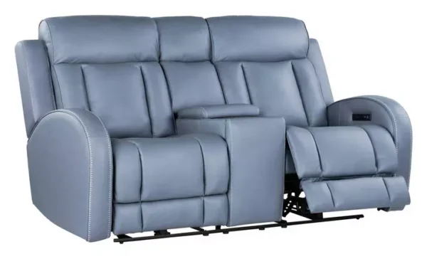 Leather Italia 4111-P3Z2515C-02M5003LV PZ QUINN LOVESEAT - CONSOLE + P + ZG W/ LUMBAR MLV BLUE GREY Leather Italia 4111-P3Z2515C-02M5003LV PZ QUINN LOVESEAT - CONSOLE + P + ZG W/ LUMBAR MLV BLUE GREY